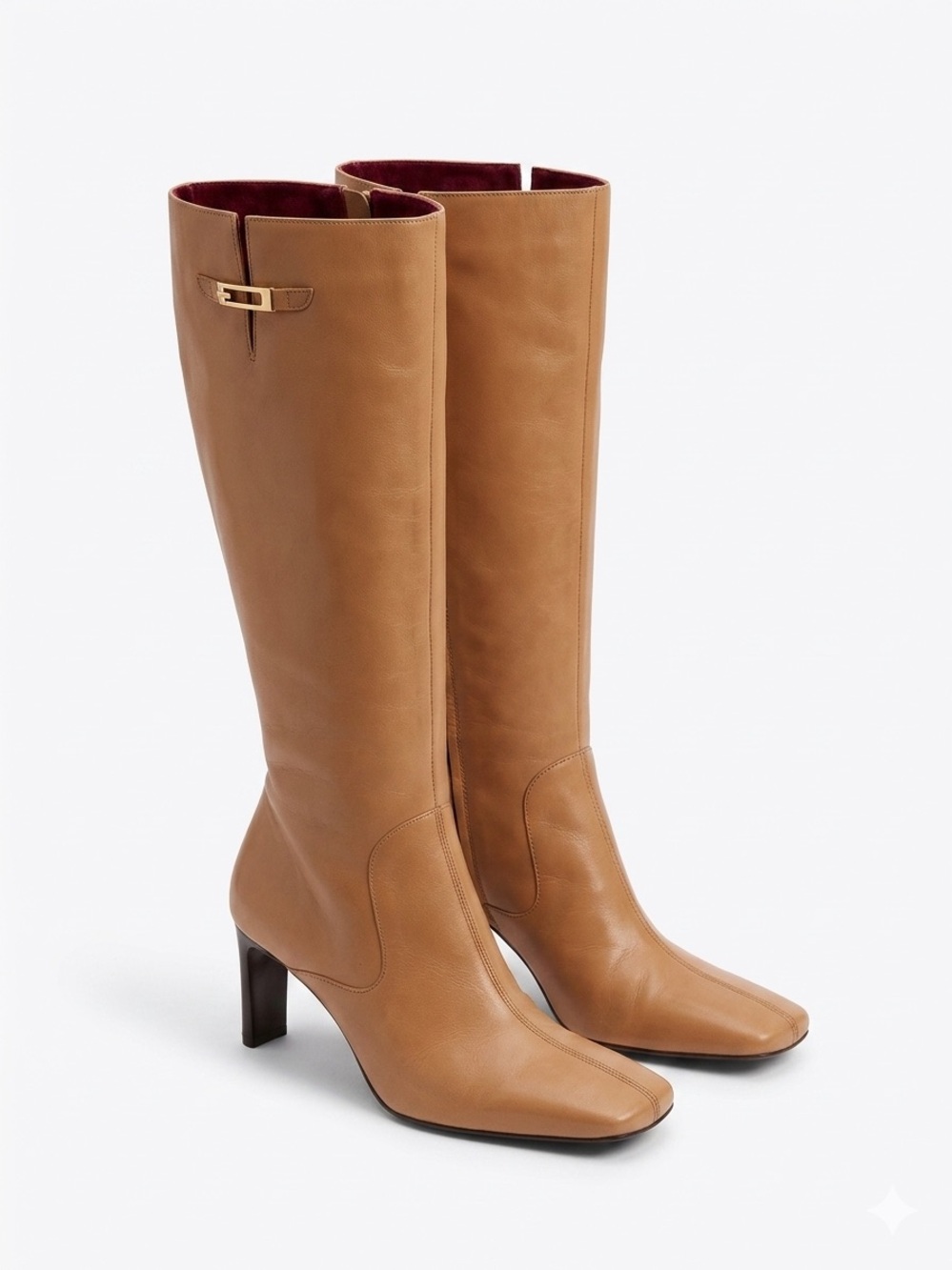 VTG 90s Boots Enzo Angiolini 9.5
Camel Kidskin Leather Square Toe
Tall Buckle
